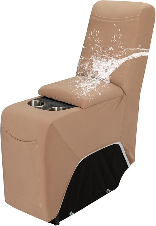 Easy-Going 100% Waterproof Recliner Console Cover, Stretch Middle Console Couch Covers for Reclining Sofas, Sectional L-Shape Furniture Protector for Kids & Pets, 1 Console Cover, Camel