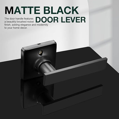 GOBEKOR 10 Pack Dummy Door Levers Matte Black Single Dummy Door Handles for Closet Black Dummy Handles Square Dummy Door Handle Pulls