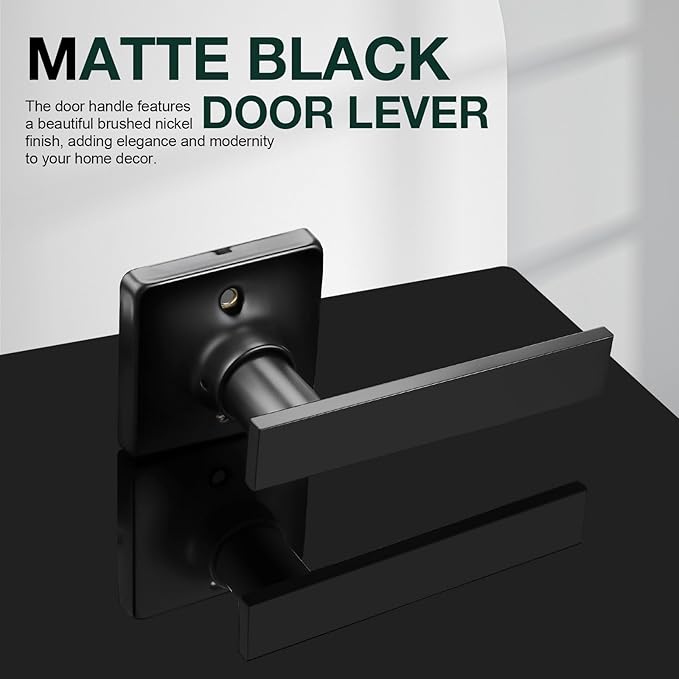 GOBEKOR 4 Pack Single Dummy Door Levers Matte Black Handles for Closet Half Dummy Levers Square Door Handle Pulls