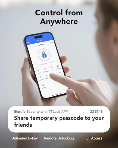 Smart Lock Fingerprint Door Lock Smart Deadbolt, Smart Lock for Front Door Children Proof Suitable for Metal Doors, Suitable of 40-90mm (Not Suitable Point Mortise Lock)(OSP Frosted Silver)