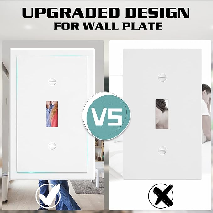 1-Gang Modern Edge Decorative Wall Plate Cover Switch Outlet Single Toggle Electrical Faceplate for Light Switches, Smart Switch, GFCI, Dimmers, Receptacle, USB Outlet (4 Pack, Single Toggle)