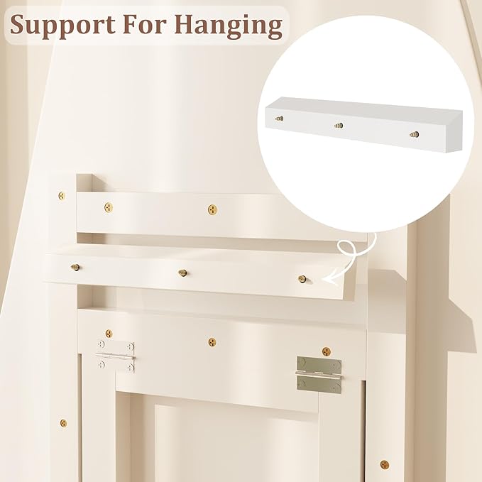WoodsWhisper 69"X 24" Soild Wood Mirror Full Length,Wavy Wall Mirror,Lights Irregular Led Full Length MirrorShatter-Proof Hanging or Leaning Against Wall for Cloakroom/Bedroom/Living Room(White)