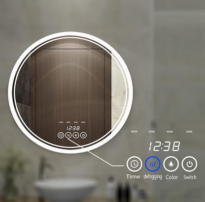 Wall-Mounted Round Bathroom Mirror with LED-Lights - 32 Inch Vanity Mirrors with Dimmable (32" x 32",Frameless)