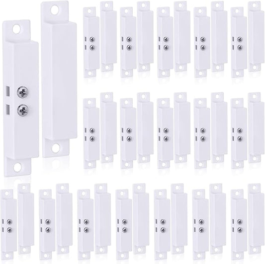 20 Sets NC Wired Surface Mounted Alarm Magnetic Door Contact Sensor Door Window Reed Switch Sensor with Double Side Tape for Security