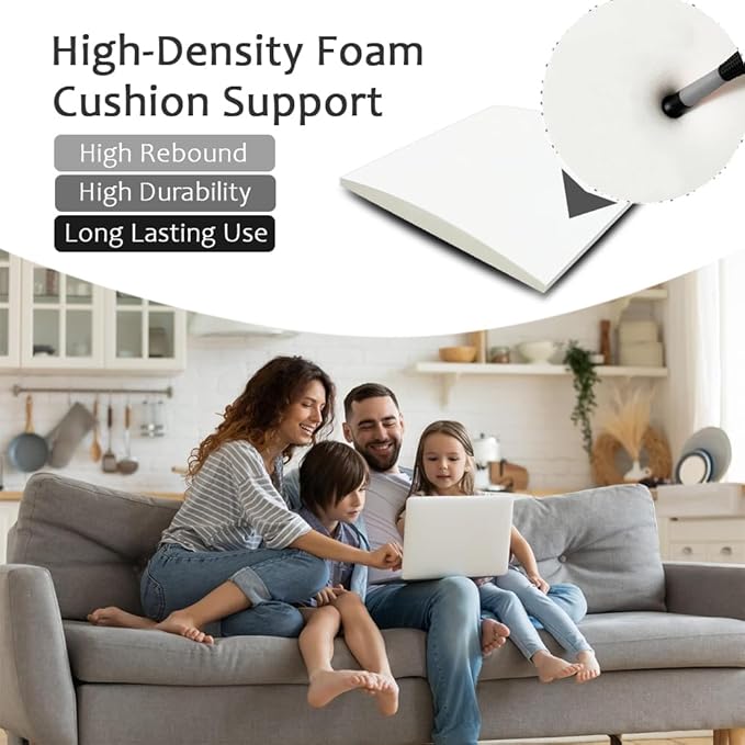 Couch Cushion Supports for Sagging Seat 22'' x 22'' High Density 40D Curved Foam Sofa Cushion Support Under The Saggy Pads Firmer Foam Lifters for Saggy Couch Set of 3 (White, 22''*22'')