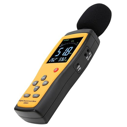 Smart Sensor AS844+ Digital Sound Level Meter Decibel Meter Noise Monitor with Data Storage USB Connection 2.7in LCD Display for Sound Level Temperature Humidity Measurement