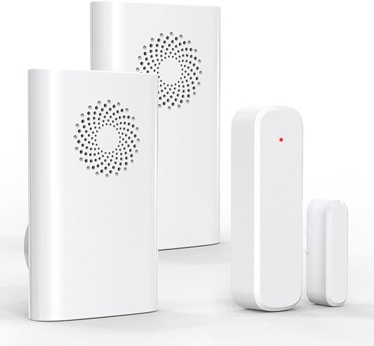 Wireless Door Chime for Business Entering, Door Open Alarm for Kid/Toddler Home Safety (500ft Range 51 Ringer) Door Dinger Buzzer Alert, 2 Receivers +1 Sensor