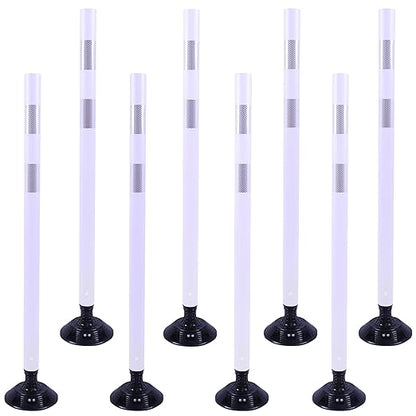 OrangeStar 8 Pack Delineator Post 48" White Traffic Delineator Cones with Fixable Base for Road Safety, Parking Lots