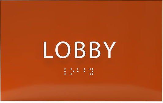 6" X4" Lobby Sign - Tactile Graphics Grade 2 Braille Text Reception Area Sign| Utility ADA Compliant Wall Mount Plastic Signs For Hospital, Offices, Businesses & Apartments