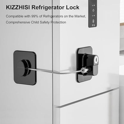 Fridge Lock (2 Pack),Refrigerator Lock with Keys,for Fridge, Cabinet Locks, Drawers, Dishwasher, Toilet and Child Safety Cabinet Locks, 3M Adhesive No Drilling (Black)