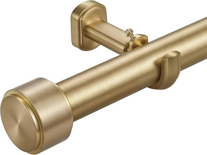 Heavy Duty Curtain Rods,1 1/4" Large Diameter Premium Nonadjustable Curtain Rod,144in/12ft Custom Window Treatment Rods with Durable Aluminum Brackets and End Caps,Gold Finish
