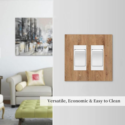 Decorative Outlet Covers Vintage Rustic Wood Color Brown Wood Grain 2 Gang Double GFCI Rocker Electrical Wall Panels Light Switch Cover Plate for Farmhouse Cabin Decor