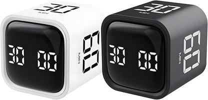 Pomodoro Timer, Cube Productivity Timer with Adjustable Sound and Vibration Alert, Ideal for Work, Office, ADHD, Study, and Tasks - 5/10/30/60 Minutes & Custom Countdown - White
