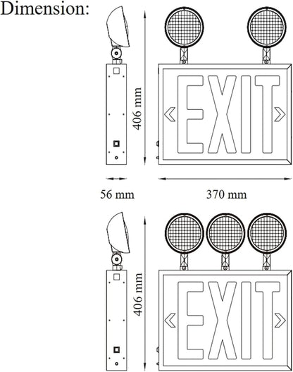 TANLUX New York Approved Emergency Exit Sign, Red Exit Signs with Emergency Lights, Hardwired with Battery Backup, AC 120/277V, Single and Double Faces, Two or Three Heads Optional
