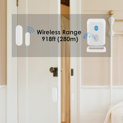 GREENCYCLE Wireless Door Open Chime - 1 Magnetic Door Alarm Sensor, Battery Operated, Can't Be Used Alone, Must Be Used with Receiver or Doorbell Set(B07H5GCSTM, B07H5H7215,B0DFWPMPKN,B0DKXZSZV6)