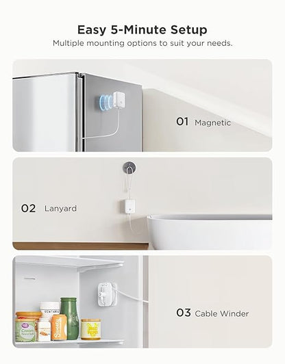 GoveeLife WiFi Refrigerator Thermometer with Alarm, Wireless Digital Freezer Temperature Gauge with App, 2 Years Free Data Export, for Home Kitchen Fridge Hot Tub 2 Pack（Only Support 2.4G Wi-Fi）