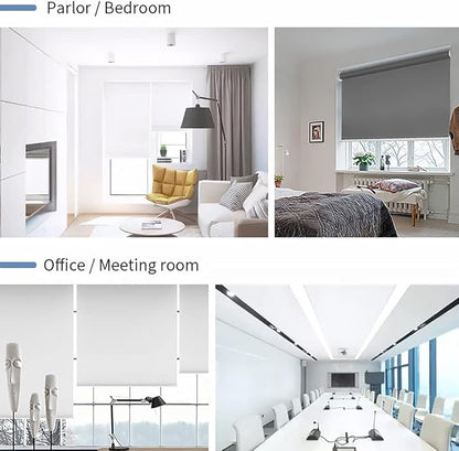 Motorized Roller Shade with Remote Control, 100% Blackout, Smart Blind for Windows, Compatible with Alexa and Google Home, Rechargeable Battery
