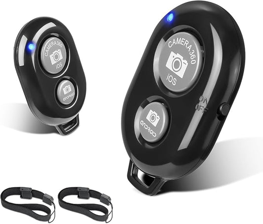 2 Pack Wireless Camera Remote Control - Wireless Remote for iPhone & Android Phones iPad iPod Tablet, Clicker for Photos & Videos, Wrist Strap Included