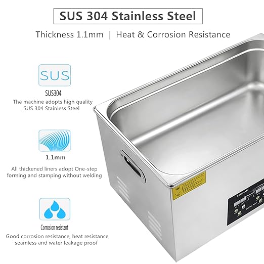 30L Ultrasonic Cleaning Machine with Digital Timer & Heater, Stainless Steel Sonic Parts Cleaner for Carburetor, Auto Tools Cleaning.