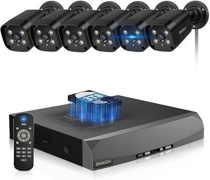 《4K Ultra HD & 100FT IR Night Vision》PoE Outdoor Security Camera System, Wired Cameras for Home Security, NVR Video Surveillance Kit with Motion Detection