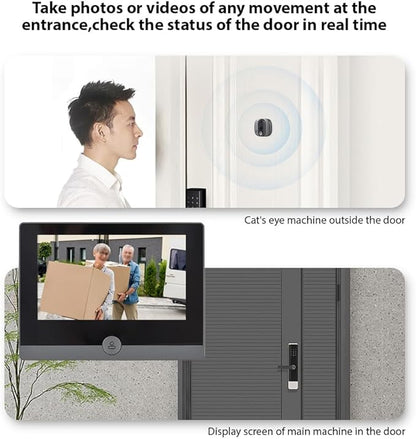 WiFi 1080P Video Doorbell Camera, 2.4GHz Peephole Camera Door Viewer with 4.3inch LCD Display, 120 Degree View Angle, Night Vision, Motion Detection, 2-Way Audio, Rechargeable Battery