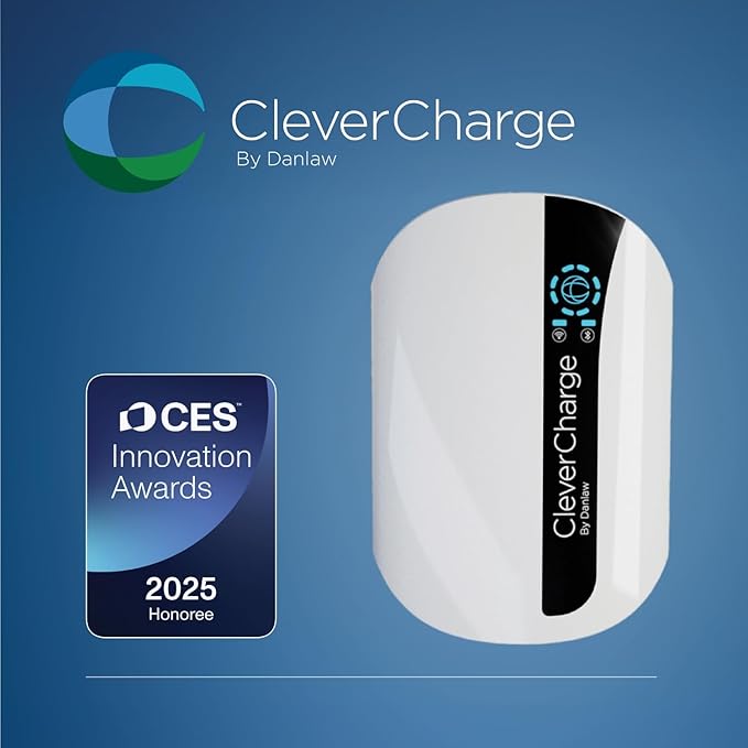 CleverCharge EV-113A Wi-Fi Enabled Level 2 EV Charger, Hardwired EVSE with NACS Connector & CleverKey AI, Up to 48A / 240V, UL/Energy Star Rated, 25ft Cable, Soft White