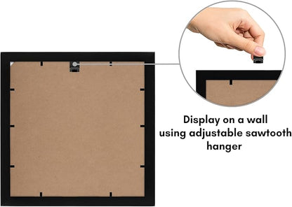 Americanflat 11x11 Picture Frame with Shatter-Resistant Glass - Signature Collection - Gallery Style Frames Made of Engineered Wood - Square Frame for Wall Display - Black