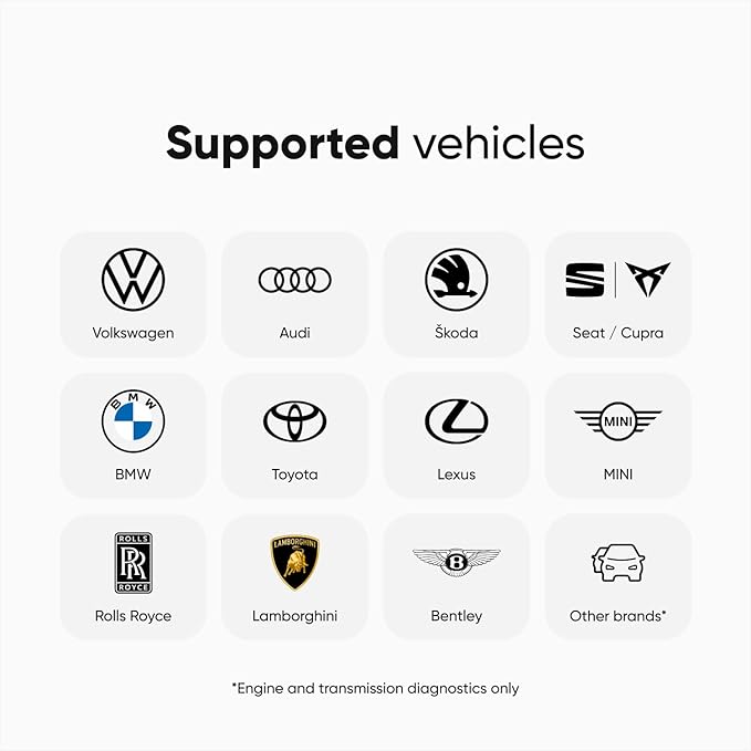 OBDeleven OBD2 Diagnostic Tool Scanner for Audi Seat Cupra Skoda Volkswagen BMW Mini Toyota (Android & iOS, Next Gen Device) (Pro Pack)