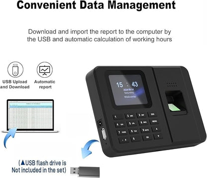 Time Clocks for Employees Small Business, Fingerprint + PIN, Biometric Clock in and Out Machine for Employees, No Monthly Fee, No Software Required