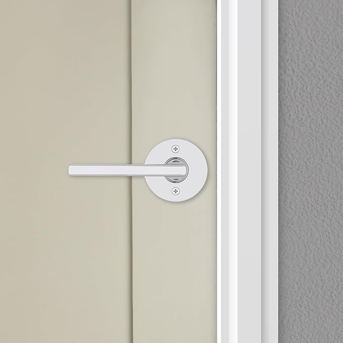 Kwikset Halifax Dummy Door Handle, Single Sided Round Lever for Closets, French Double Doors, and Pantry, Polished Chrome Non-Turning Reversible Interior Push/Pull Lever, with Microban Protection