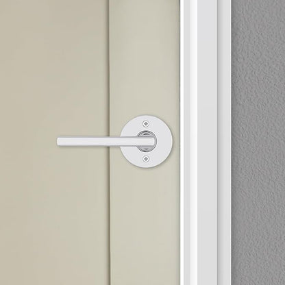 Kwikset Halifax Dummy Door Handle, Single Sided Round Lever for Closets, French Double Doors, and Pantry, Polished Chrome Non-Turning Reversible Interior Push/Pull Lever, with Microban Protection