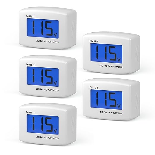 DROK Electric Voltage Testers 5pcs, AC 80-300V LCD Display Flat Plug Voltmeter Electrical Outlet Tester Plug in Digital Voltage Meter