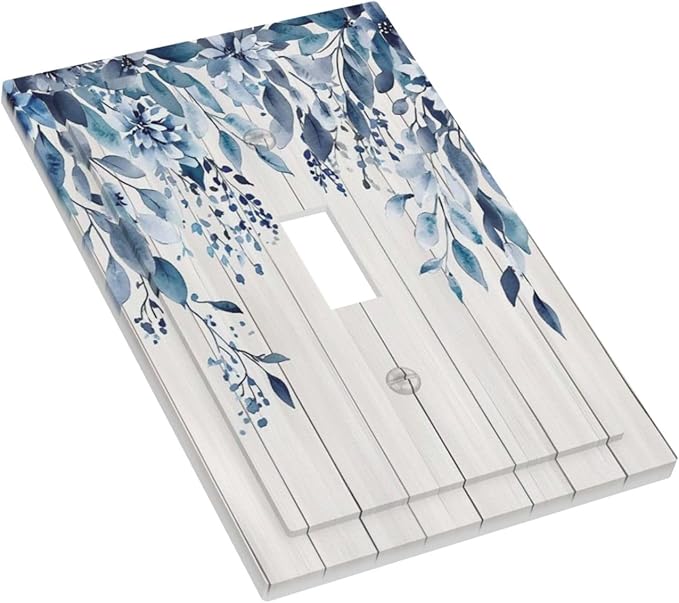 Eucalyptus Rustic Watercolor Plant Decorative Light Switch Cover 1 Gang Single Toggle Device Electrical Faceplate Switchplates Decorator Outlet Wall Plate For Farmhouse Home Decor
