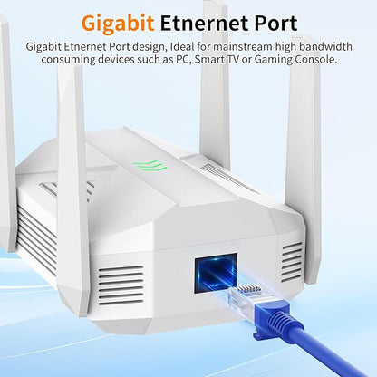 2025 AC2100 WiFi Extender - WiFi Extender Signal Booster with Gigabit Ethernet Port, WiFi Booster Dual-Band(5.8G&2.4G) Coverage to 12888 sp.ft, Faster Speed, Compatible with Multiple Devices