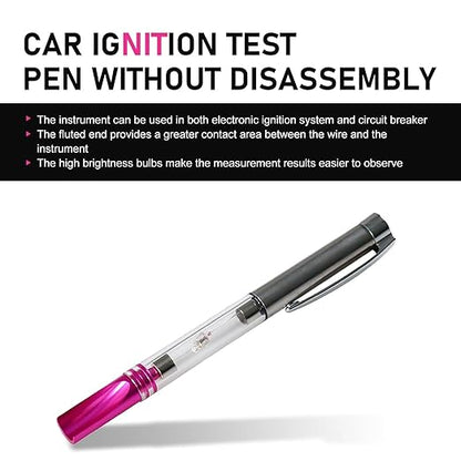 Spark Ignition Tester Pen, Non-disassembly Testing Spark Plug Tester with Wider Slotted End, Faults Diagnostic Tool with Portable Pen Clip, Universal Wires Coil Detection Tool (Transparent)