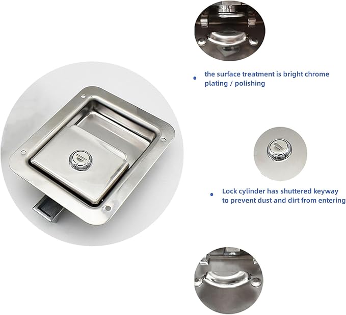 8 Pack Stainless Door Lock Heavy Duty Flush Mount Handle Latch for Trailer Toolbox RV Handle Latch with Gasket Keys