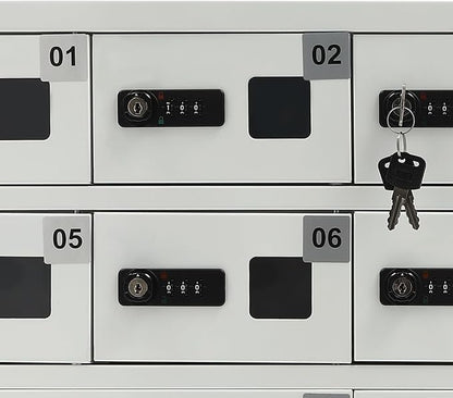 Cellphone Charging Station with Combination Lock, 10 Slots Cellphone Locker Mobile Device Phones Storage Pocket with 3-in-1 Charging Ports for Office Classroom Hotel (10 Slots)