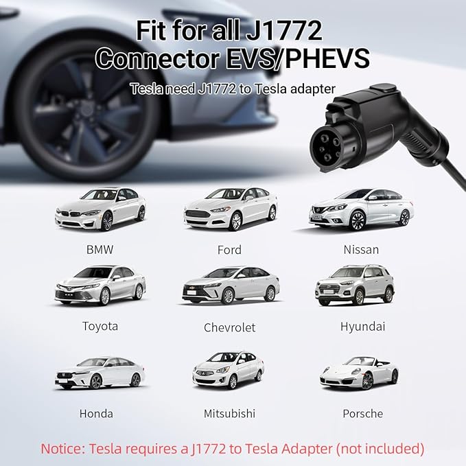 Portable Level 1&2 EV Charger-ETL Certified,12/16A 110V-240V with 25FT Extension Cable, NEMA 6-20 Plug & NEMA 5-15 Adapter,Portable Electric Vehicle Charging Stations for All SAE J1772 Cars