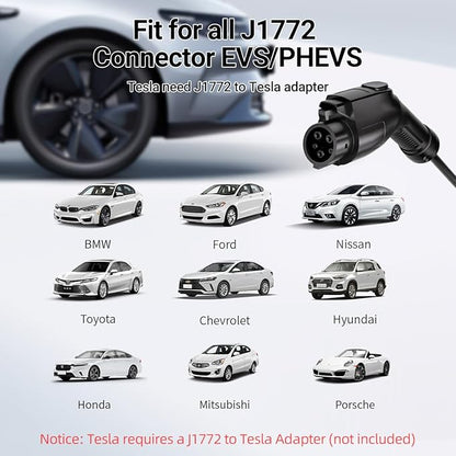Portable Level 1&2 EV Charger-ETL Certified,12/16A 110V-240V with 25FT Extension Cable, NEMA 6-20 Plug & NEMA 5-15 Adapter,Portable Electric Vehicle Charging Stations for All SAE J1772 Cars