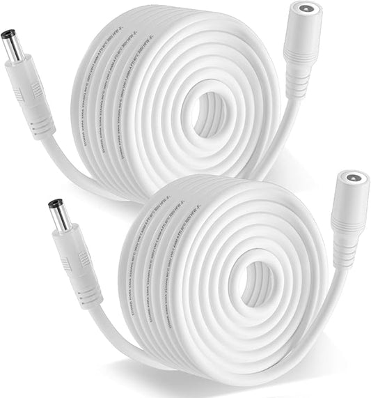 33ft 2-Pack DC Power Extension Cable,5.5mm x 2.1mm Extension Cord,12v Extension Cord for Security Camera CCTV IP,Router,LED Strip,5V 9V 24V 12 Volt Male to Female Plug Supply Adapter Power Cord