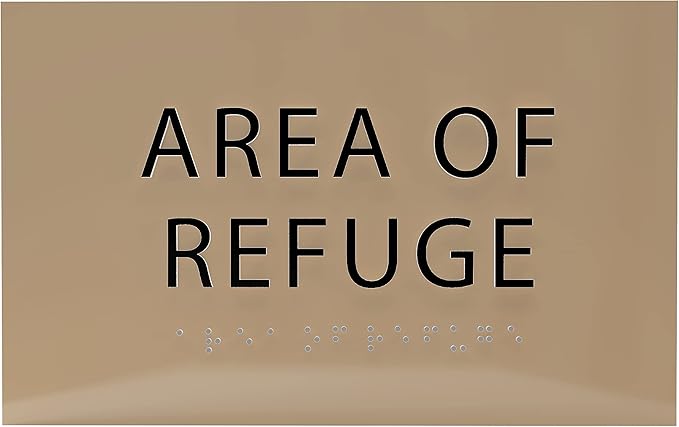 6" X4" Area of Refuge Sign - ADA Compliant Tactile Graphics Grade 2 Braille Text | Wall Mount Plastic Signs for Shopping Malls, Offices, Hotels, Schools, Apartments & Restaurants