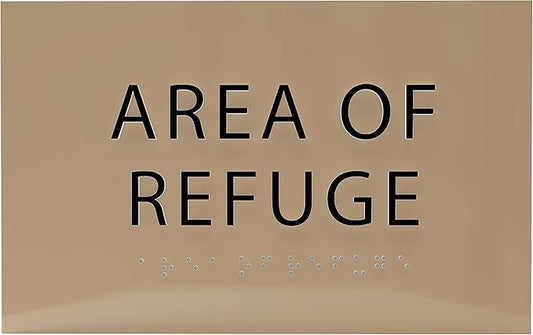 6" X4" Area of Refuge Sign - ADA Compliant Tactile Graphics Grade 2 Braille Text | Wall Mount Plastic Signs for Shopping Malls, Offices, Hotels, Schools, Apartments & Restaurants
