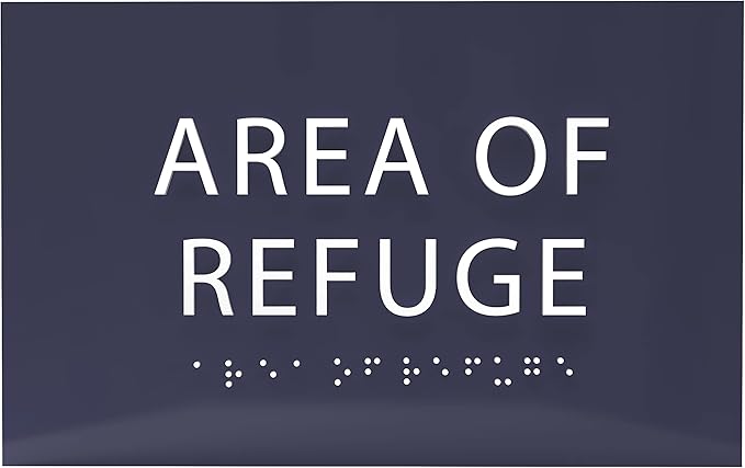 6" X4" Area of Refuge Sign - ADA Compliant Tactile Graphics Grade 2 Braille Text | Wall Mount Plastic Signs for Shopping Malls, Offices, Hotels, Schools, Apartments & Restaurants