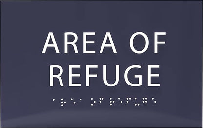 6" X4" Area of Refuge Sign - ADA Compliant Tactile Graphics Grade 2 Braille Text | Wall Mount Plastic Signs for Shopping Malls, Offices, Hotels, Schools, Apartments & Restaurants