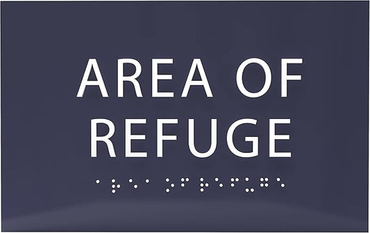 6" X4" Area of Refuge Sign - ADA Compliant Tactile Graphics Grade 2 Braille Text | Wall Mount Plastic Signs for Shopping Malls, Offices, Hotels, Schools, Apartments & Restaurants