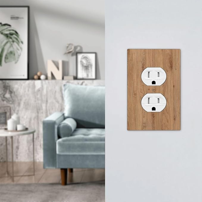 Outlet Covers Vintage Rustic Wood Color Brown Wood Grain 1 Gang Duplex Electrical Receptacle Faceplate Light Switch Cover Wall Plate Decorative Switch Plates for Farmhouse Cabin Decor