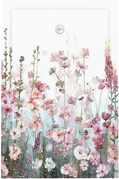 Colorful Flowers Pink Floral Watercolor Plant Light Switch Cover Plate 1 Gang No Device Blank Electrical Wall Plates Faceplate Decorative Switch Plate for Bed Room Living Room Decor