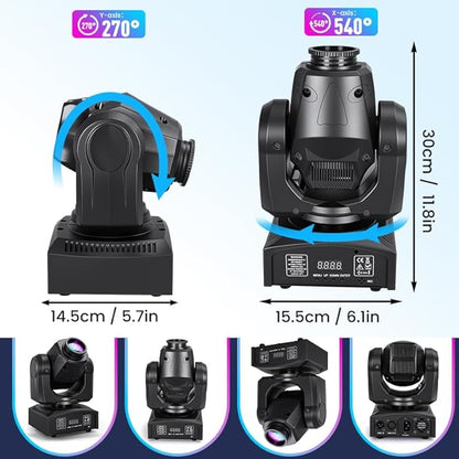 MINGJIE 60W LED Moving Head Stage Lights with DMX512 Control - 8 Gobos & 8 Colors, Sound Activated, 540° Pan & 270° Tilt, Compact DJ Light for Wedding, Party Stage Lighting (1 Pack =4PCS)