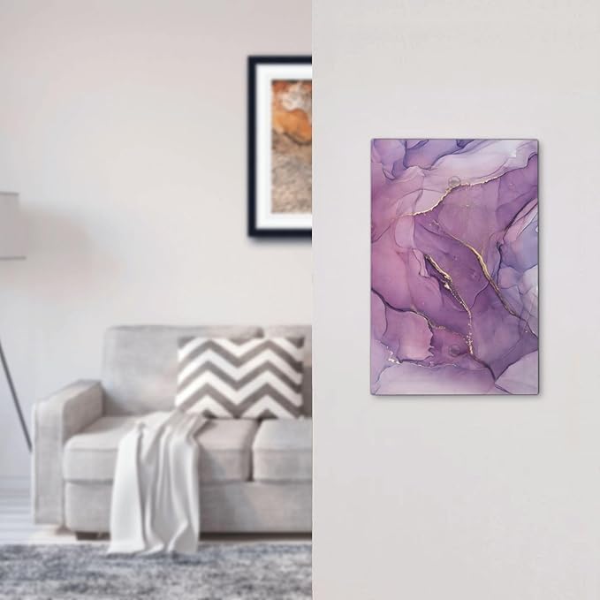 Light Switch Cover Plate Purple Marbling Golden Line 1 Gang No Device Blank Electrical Wall Plates Faceplate Decorative Switch Plate for living Room Bathroom Decor