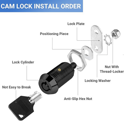 RV Storage Locks, Keyed Alike, 1-1/8' Fits 7/8' Max Door Thickness, Camper Trailer Cabinet Locks (Black 1-1/8 Inch 2Pack)